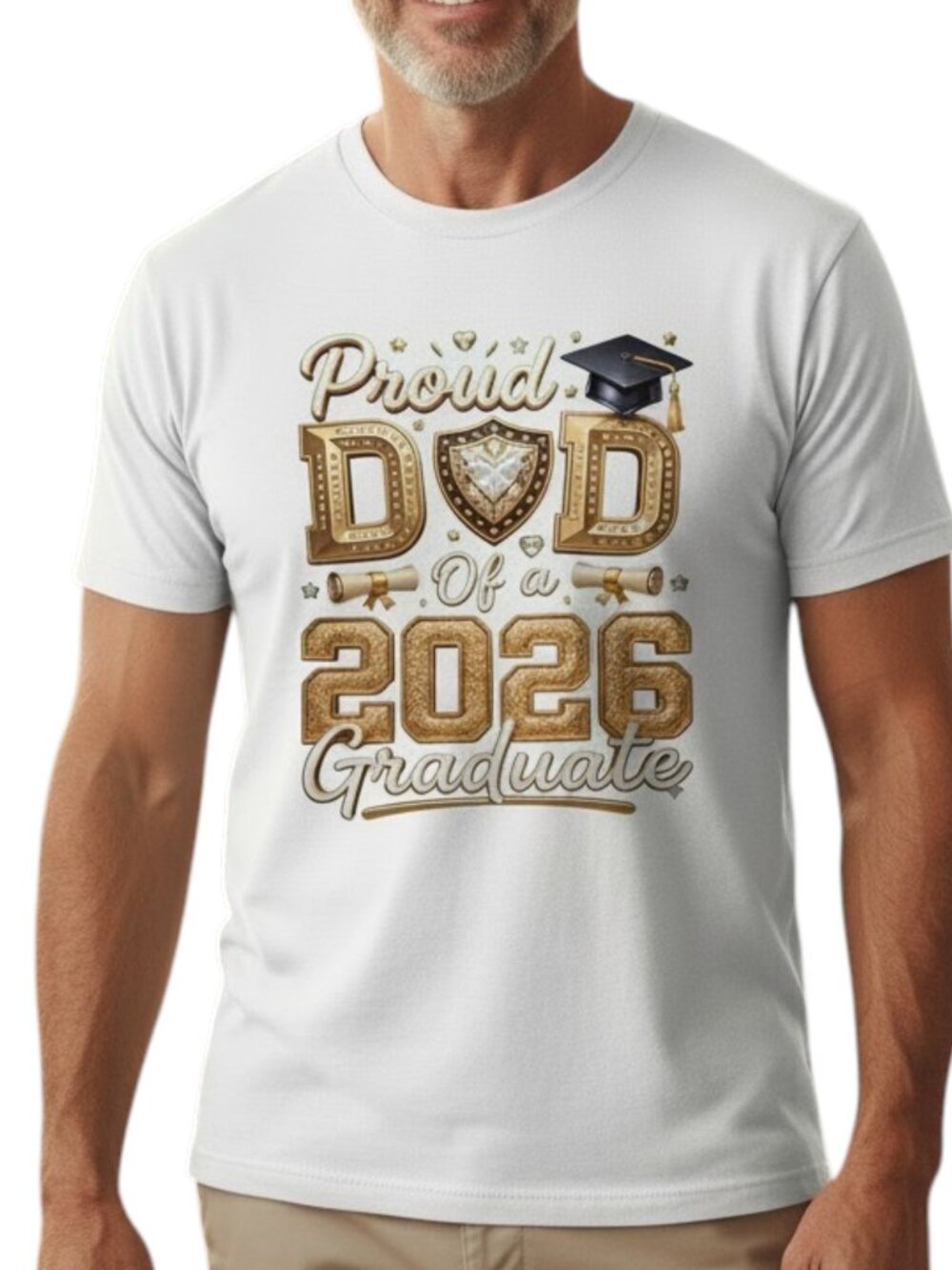 Proud Dad Of A 2026 Graduate Graphic T-Shirt Cotton Men's Casual Commemorative